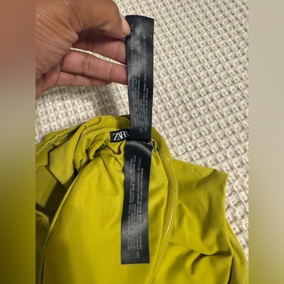 Zara Stylish Olive Green One-Piece Swimsuit Size L - Picture 9 of 13